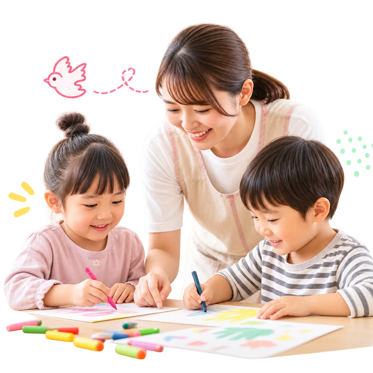 保育資料を共有し、先生の時間を生み出すイメージ